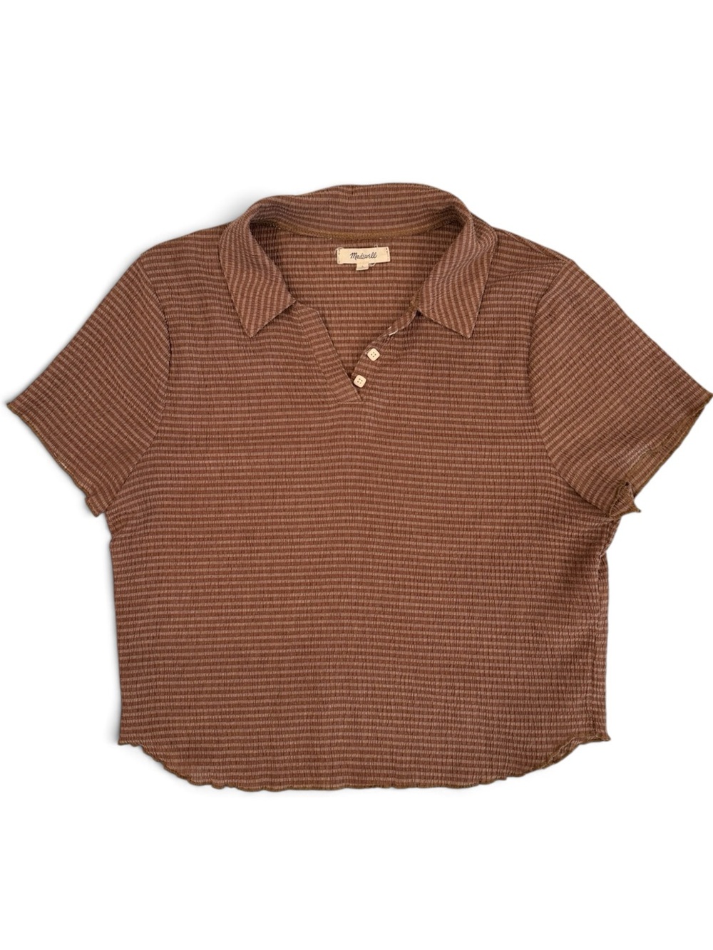 Women’s Madewell Brown Striped Polo Shirt